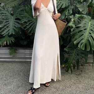 SHEIN Cream Maxi Dress with Slit